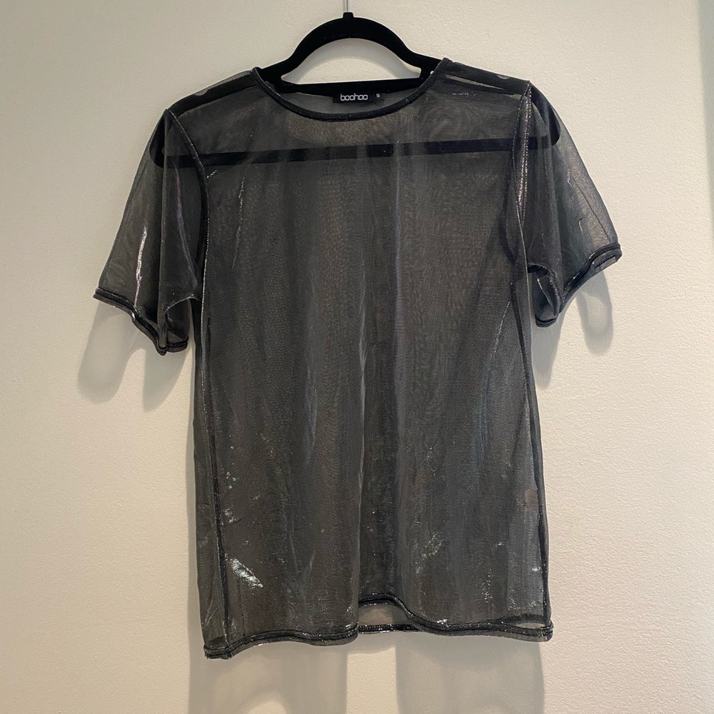 Boohoo Metallic See-through Shirt